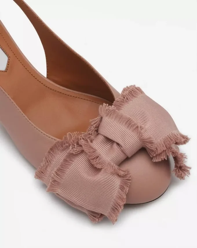 Bailarinas de tacón con talón abierto de cuero