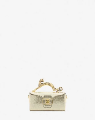 Bolso Nano Pencil Cat en piel metalizada craquelada