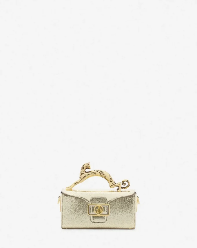 Bolso Nano Pencil Cat en piel metalizada craquelada Bolso Nano Pencil Cat en piel metalizada craquelada