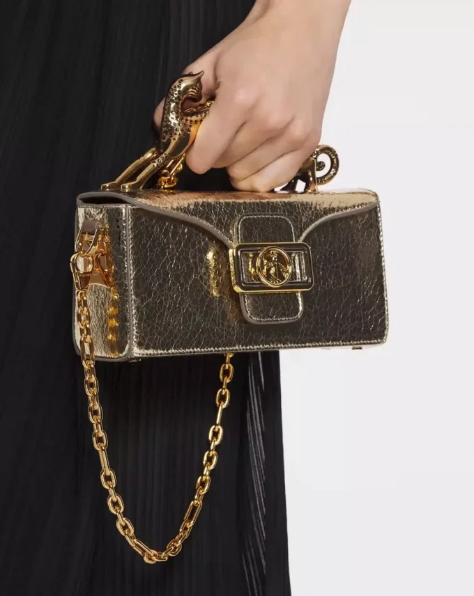 Bolso Nano Pencil Cat en piel metalizada craquelada Bolso Nano Pencil Cat en piel metalizada craquelada