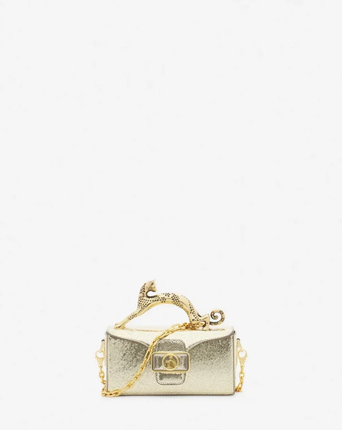 Bolso Nano Pencil Cat en piel metalizada craquelada Bolso Nano Pencil Cat en piel metalizada craquelada