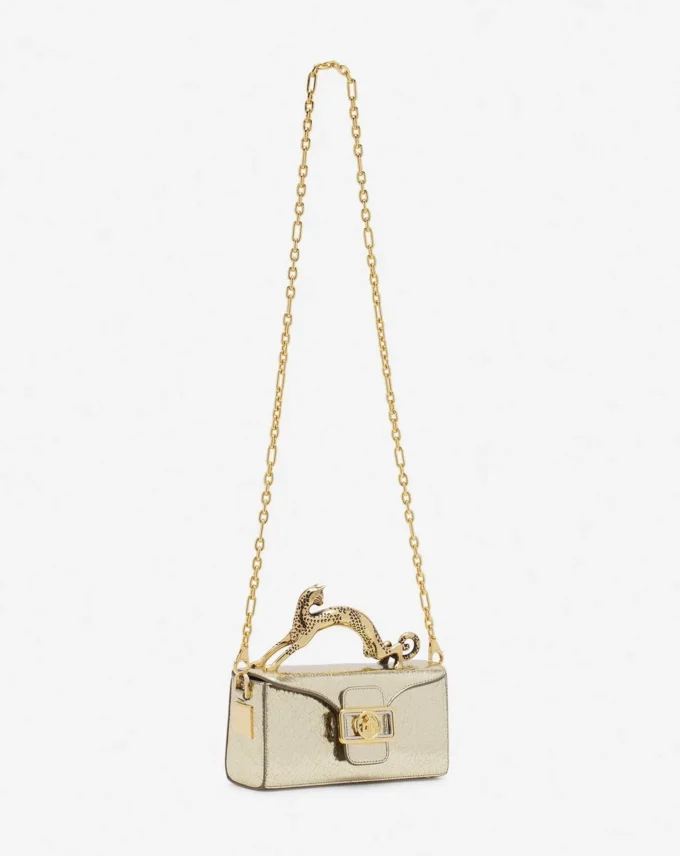 Bolso Nano Pencil Cat en piel metalizada craquelada Bolso Nano Pencil Cat en piel metalizada craquelada
