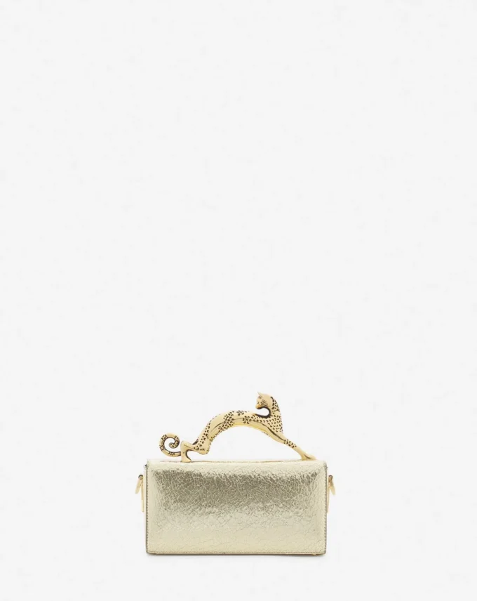 Bolso Nano Pencil Cat en piel metalizada craquelada Bolso Nano Pencil Cat en piel metalizada craquelada