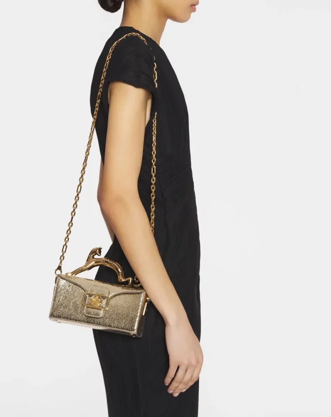 Bolso Nano Pencil Cat en piel metalizada craquelada Bolso Nano Pencil Cat en piel metalizada craquelada