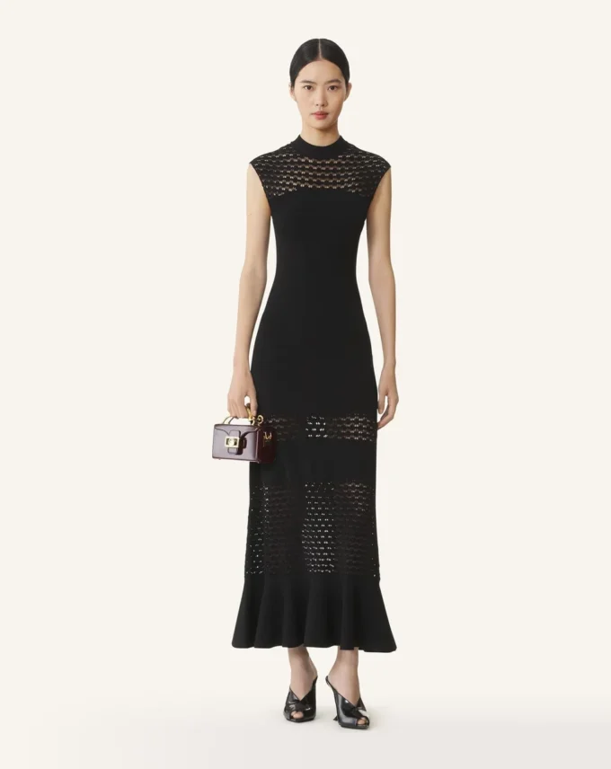 Vestido con detalles de encaje en viscosa