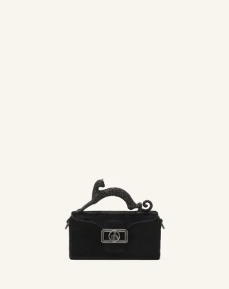 Bolso Pencil Cat Nano de piel con efecto pony y pedrería