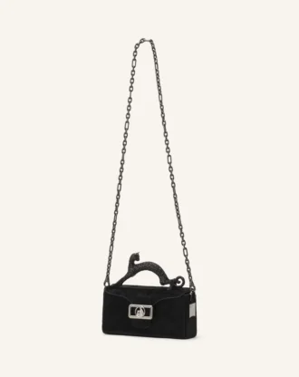Bolso Pencil Cat Nano de piel con efecto pony y pedrería
