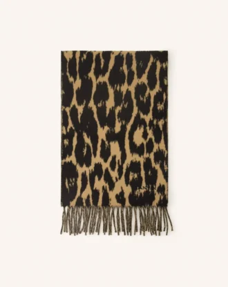 Bufanda de lana con estampado de leopardo