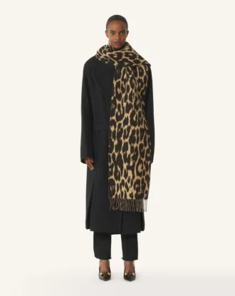 Bufanda de lana con estampado de leopardo