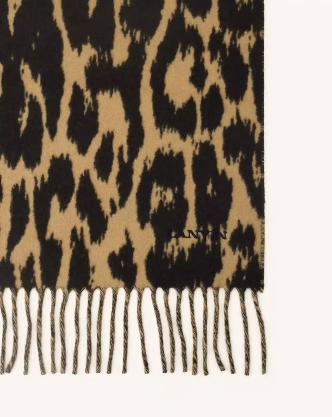 Bufanda de lana con estampado de leopardo Bufanda de lana con estampado de leopardo