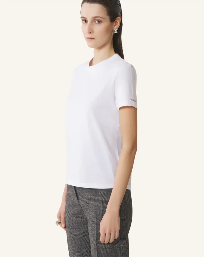 Camiseta de algodón con detalle de cinta Camiseta de algodón con detalle de cinta