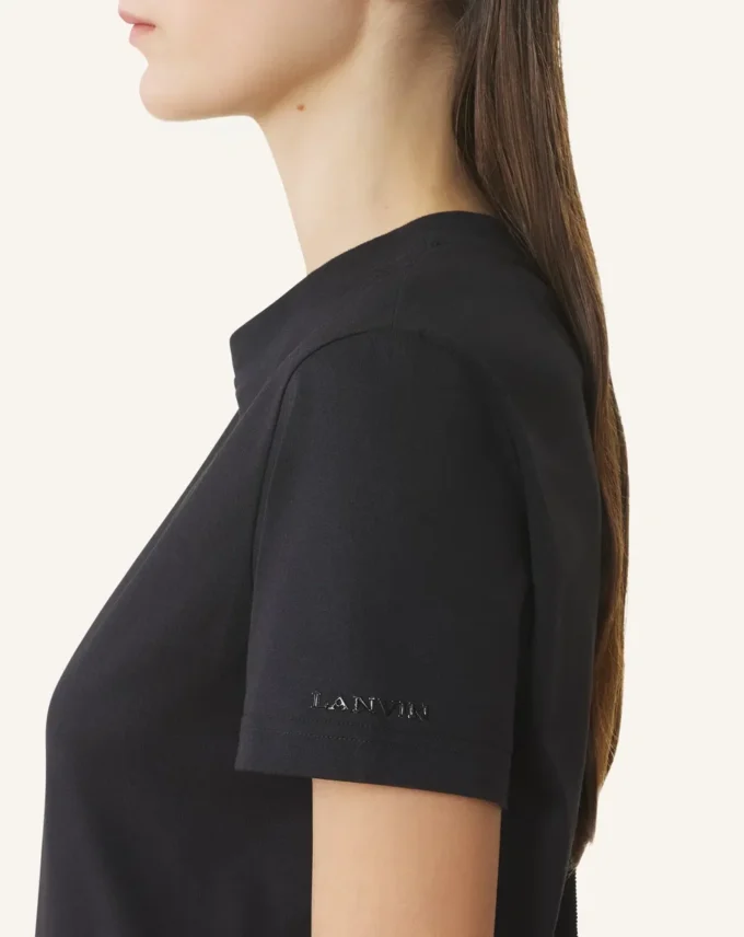 Camiseta de algodón con detalle de cinta Camiseta de algodón con detalle de cinta
