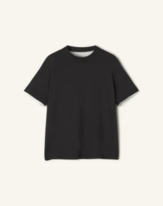 Camiseta de algodón con detalles de seda