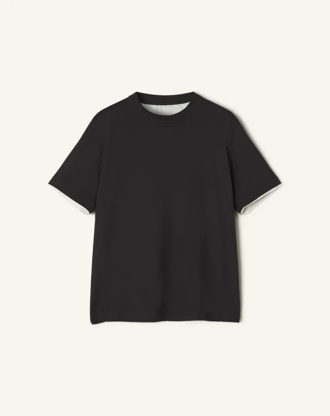 Camiseta de algodón con detalles de seda Camiseta de algodón con detalles de seda