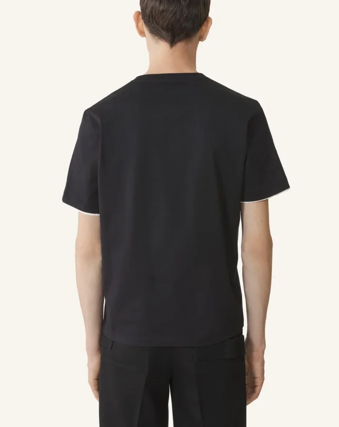Camiseta de algodón con detalles de seda Camiseta de algodón con detalles de seda