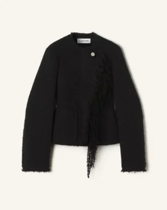 Chaqueta asimétrica de lana bouclé