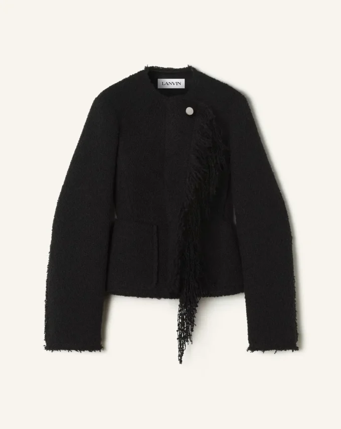 Chaqueta asimétrica de lana bouclé