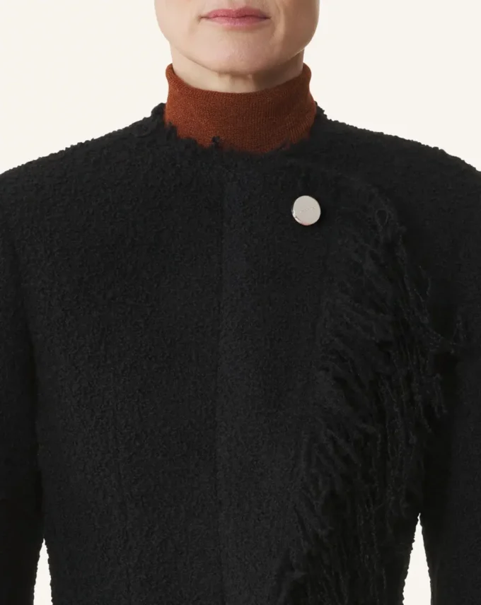 Chaqueta asimétrica de lana bouclé