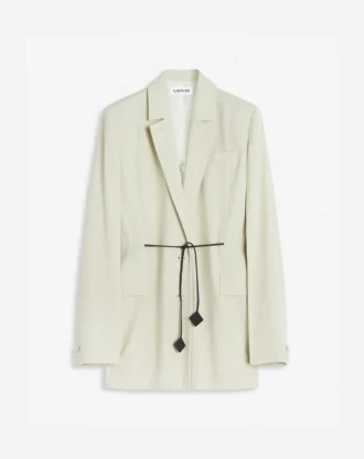 Chaqueta con cinturón de mezcla de lana