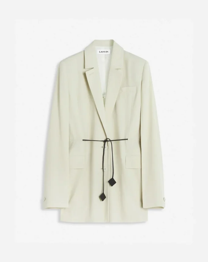 Chaqueta con cinturón de mezcla de lana