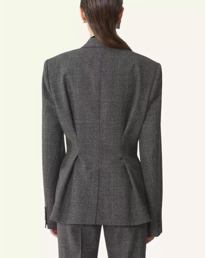 Chaqueta entallada de doble botonadura en lana Príncipe de Gales Chaqueta entallada de doble botonadura en lana Príncipe de Gales