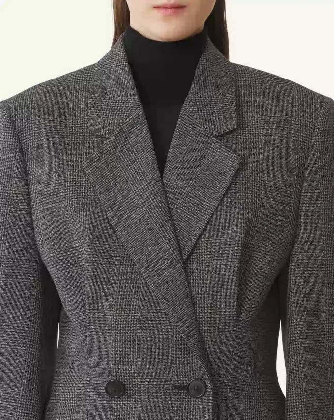 Chaqueta entallada de doble botonadura en lana Príncipe de Gales Chaqueta entallada de doble botonadura en lana Príncipe de Gales