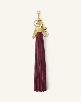 Colgante grande de pompón de cuero