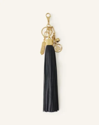 Colgante grande de pompón de cuero