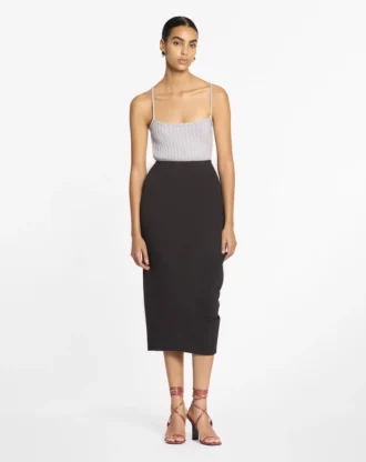 Falda midi de lana y viscosa