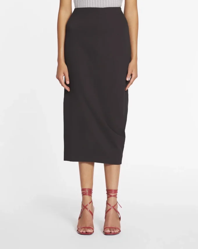 Falda midi de lana y viscosa Falda midi de lana y viscosa
