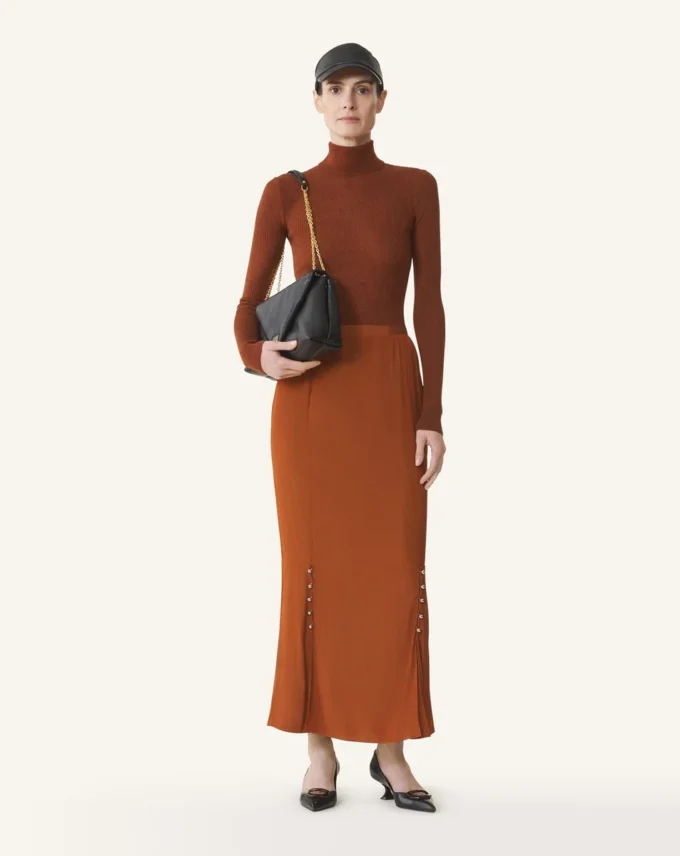 Falda midi en charmeuse Falda midi en charmeuse