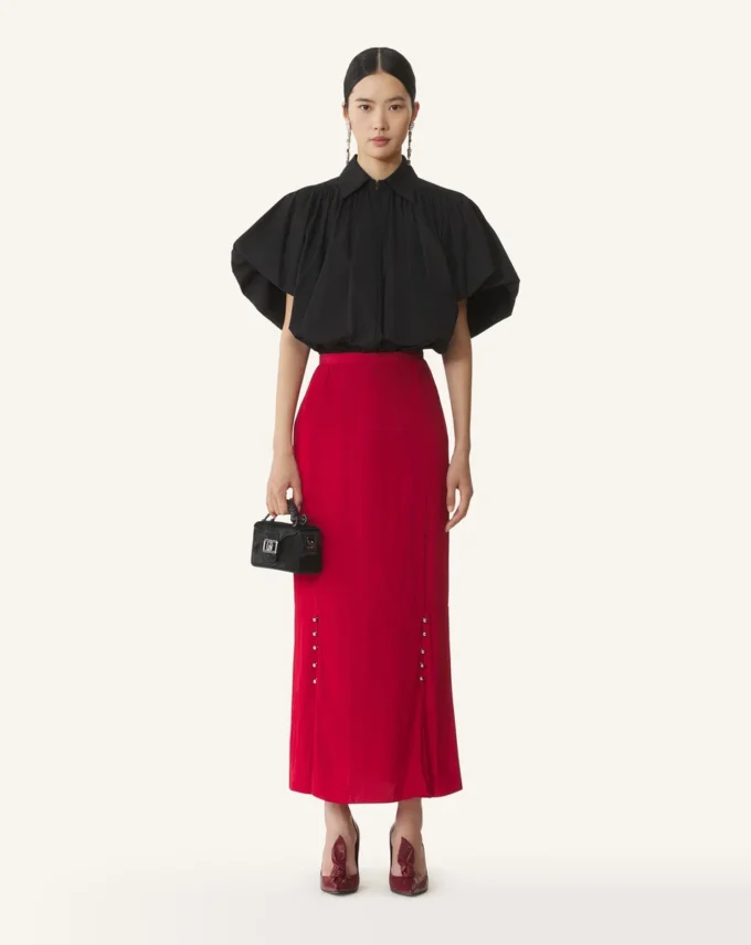 Falda midi en charmeuse Falda midi en charmeuse