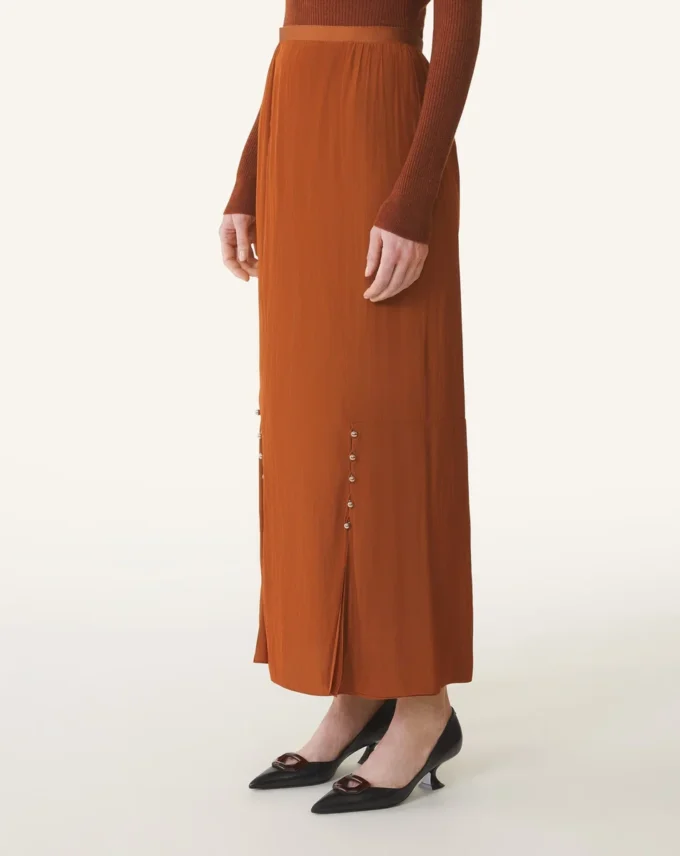 Falda midi en charmeuse Falda midi en charmeuse