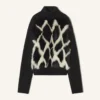 Jersey de cuello alto con intarsia de lana y cuero Jersey de cuello alto con intarsia de lana y cuero