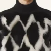 Jersey de cuello alto con intarsia de lana y cuero Jersey de cuello alto con intarsia de lana y cuero