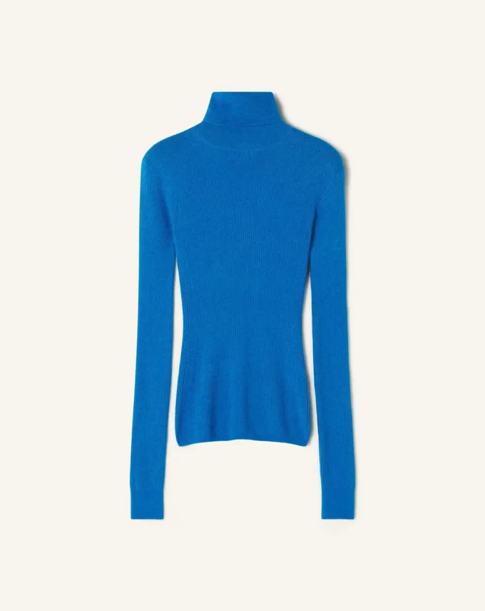 Jersey de cuello alto de lana merina y seda