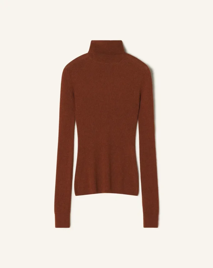 Jersey de cuello alto de lana merina y seda