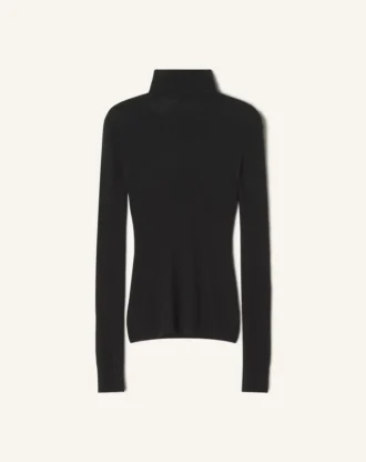 Jersey de cuello alto de lana merina y seda