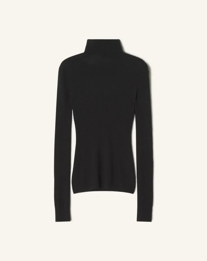 Jersey de cuello alto de lana merina y seda