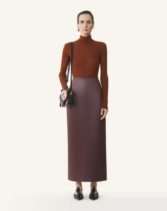 Jersey de cuello alto de lana merina y seda