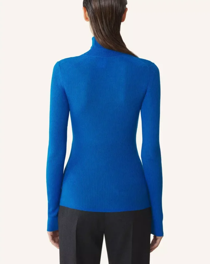 Jersey de cuello alto de lana merina y seda
