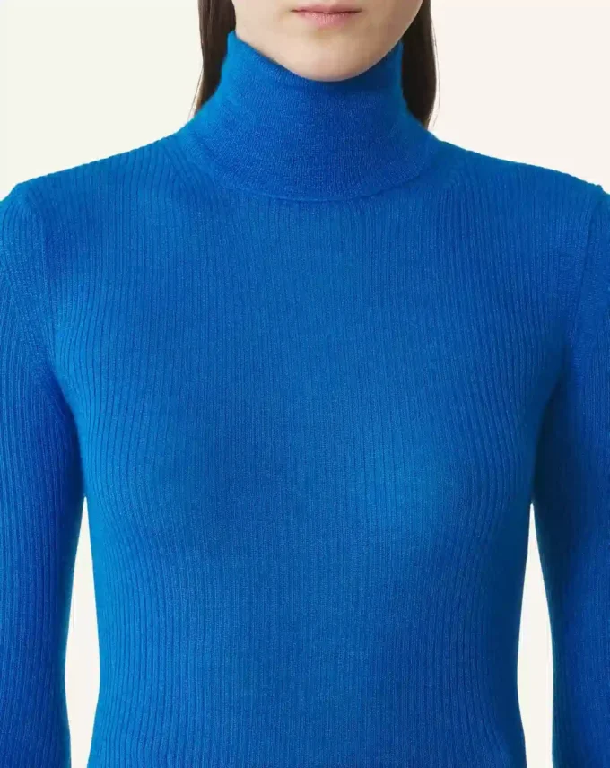 Jersey de cuello alto de lana merina y seda
