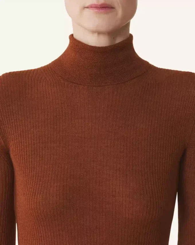 Jersey de cuello alto de lana merina y seda