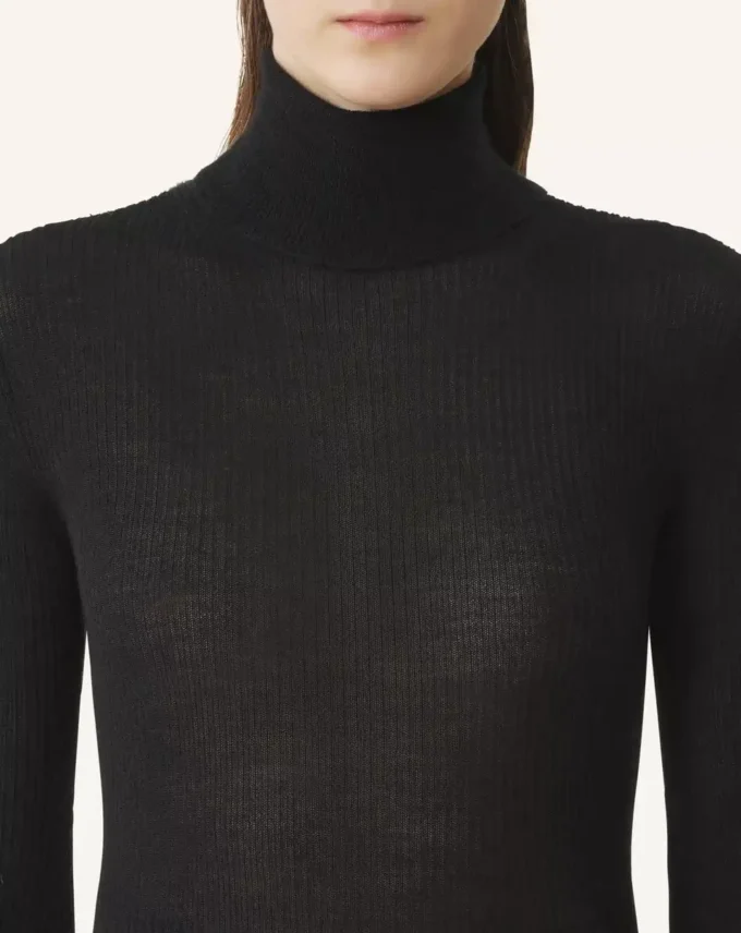 Jersey de cuello alto de lana merina y seda
