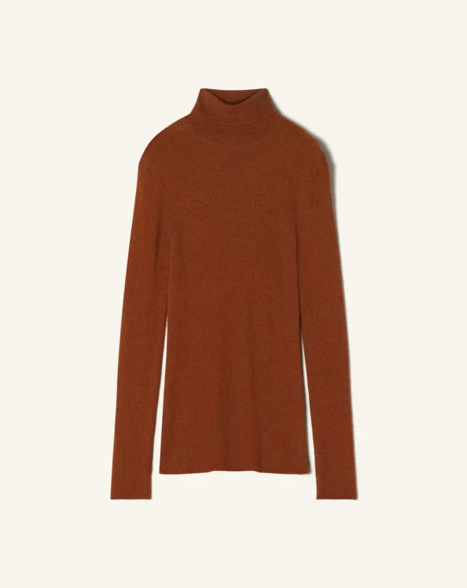 Jersey de cuello alto de lana merino y seda Jersey de cuello alto de lana merino y seda