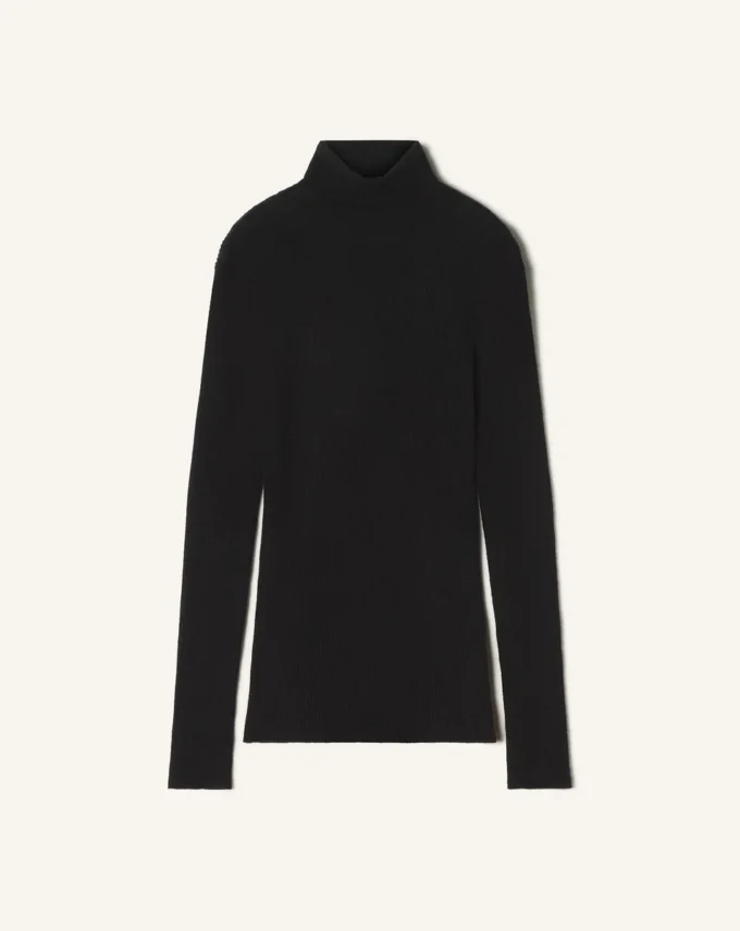 Jersey de cuello alto de lana merino y seda Jersey de cuello alto de lana merino y seda