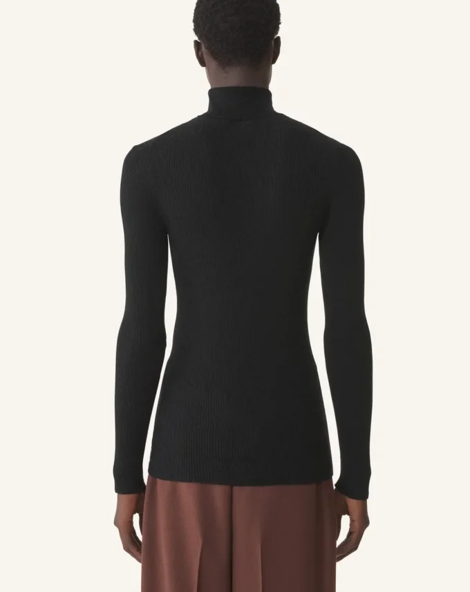 Jersey de cuello alto de lana merino y seda Jersey de cuello alto de lana merino y seda