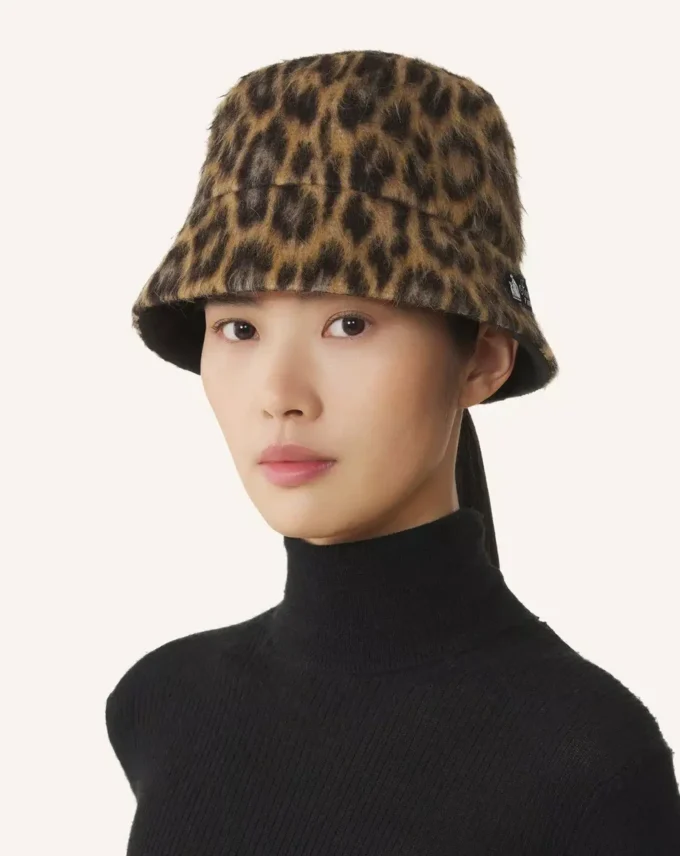 Sombrero tipo pescador reversible con estampado de leopardo Sombrero tipo pescador reversible con estampado de leopardo