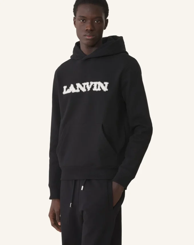Sudadera con capucha de algodón y piel de oveja Lanvin