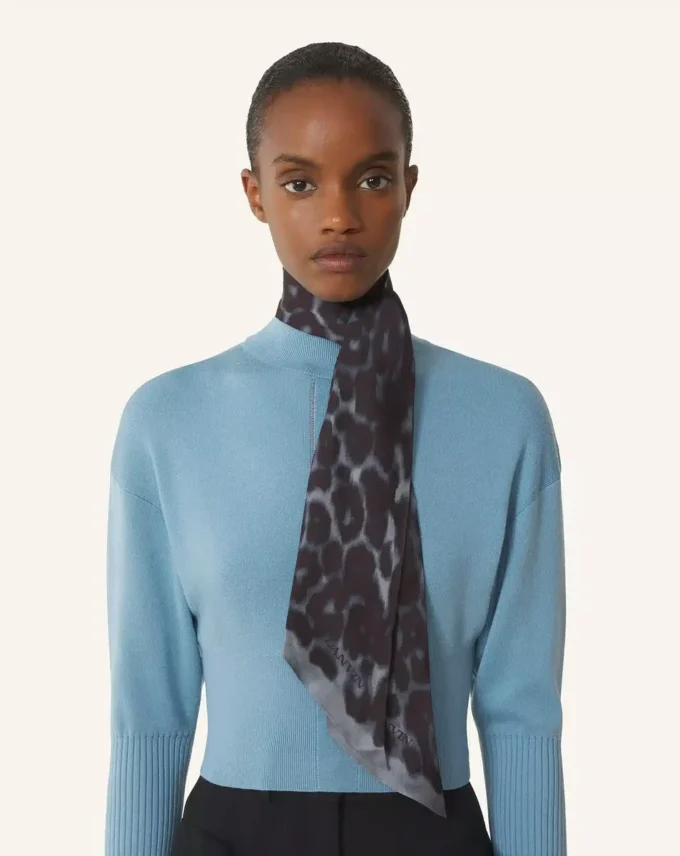Twilly de seda con estampado de leopardo